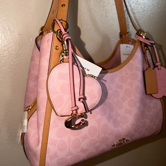 COACH Pink Powder Erin Signature Canvas Hobo Shoulder Bag - Picture 9 of 9